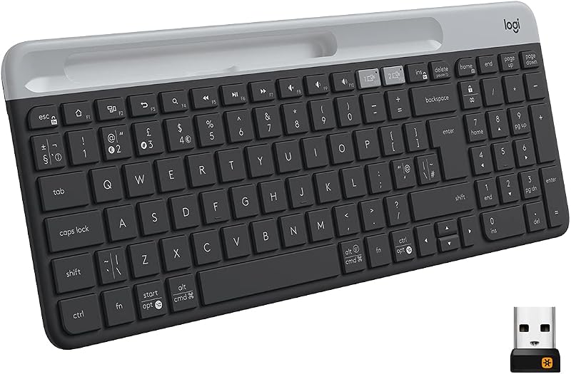 Logitech K580 Slim Multi-Device Wireless Keyboard  Bluetooth/Receiver, Compact, Easy Switch, 24 Month Battery, Win/Mac, ...
