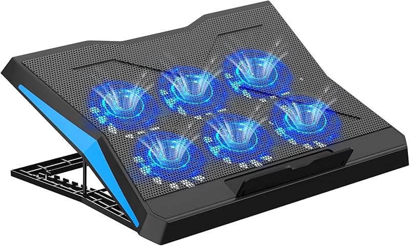 Dyazo Upgraded 6 Fan Cooling Pad Laptop Raiser with Adjustable Height & Mute Fans for | for Laptop & Notebooks 10-15.6 inc...