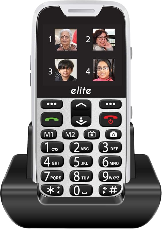 SENIOR WORLD Easyfone Elite with Sound Amplification - 2.3" phone with 20+ senior citizen friendly features Dock charger/A...