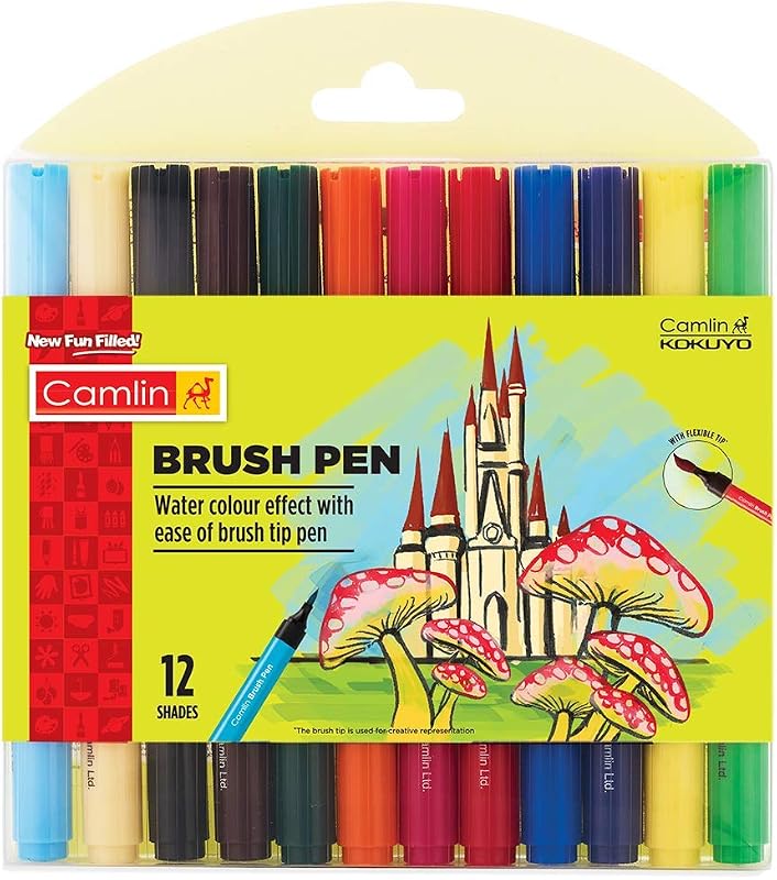 Camlin Brush Pen 12 Shades, Bold - Assorted