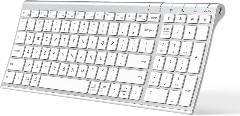 iClever BK10 Bluetooth Keyboard for Mac, Multi Device Wireless Keyboard Rechargeable Bluetooth 5.1 Stable Connection with ...