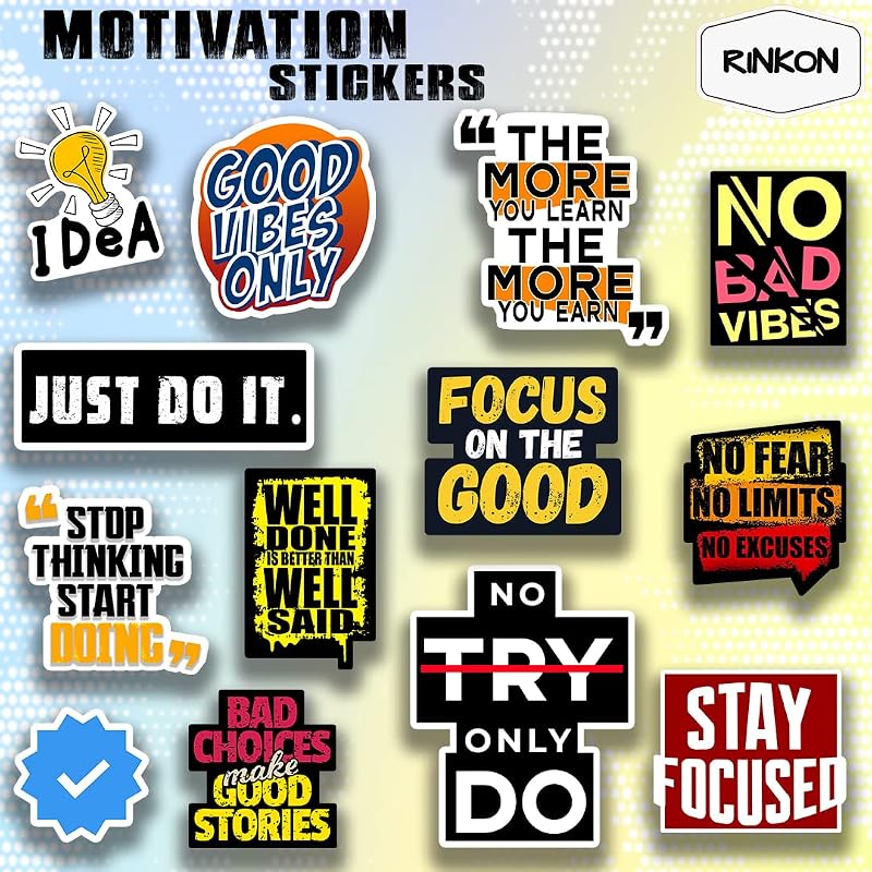 Rinkon Motivation (Pack of 13 stickers) Inspiration Vinyl Sticker Motivation Quotes Stickers for Laptop Trackpad All Model...