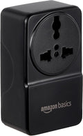Amazon Basics USB Adaptor with 1 Universal AC Socket and 2 USB Ports (Black)