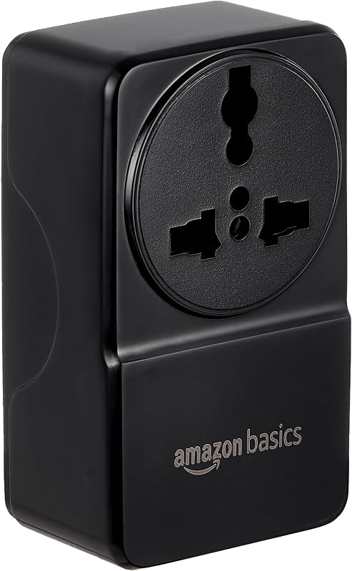Amazon Basics USB Adaptor with 1 Universal AC Socket and 2 USB Ports (Black)