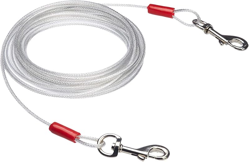 AmazonBasics Tie-Out Cable/Leash for Dogs up to 41 Kg, 25 Feet