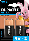 Duracell Ultra Alkaline 9V Battery, 2 Pcs