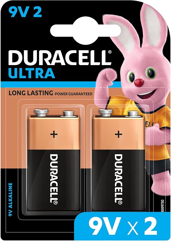 Duracell Ultra Alkaline 9V Battery, 2 Pcs