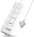EMBOX 10A Extension board with usb port - 4 Universal Sockets and 3 USB (2.4 A) charging Ports with Indicator and Overload...
