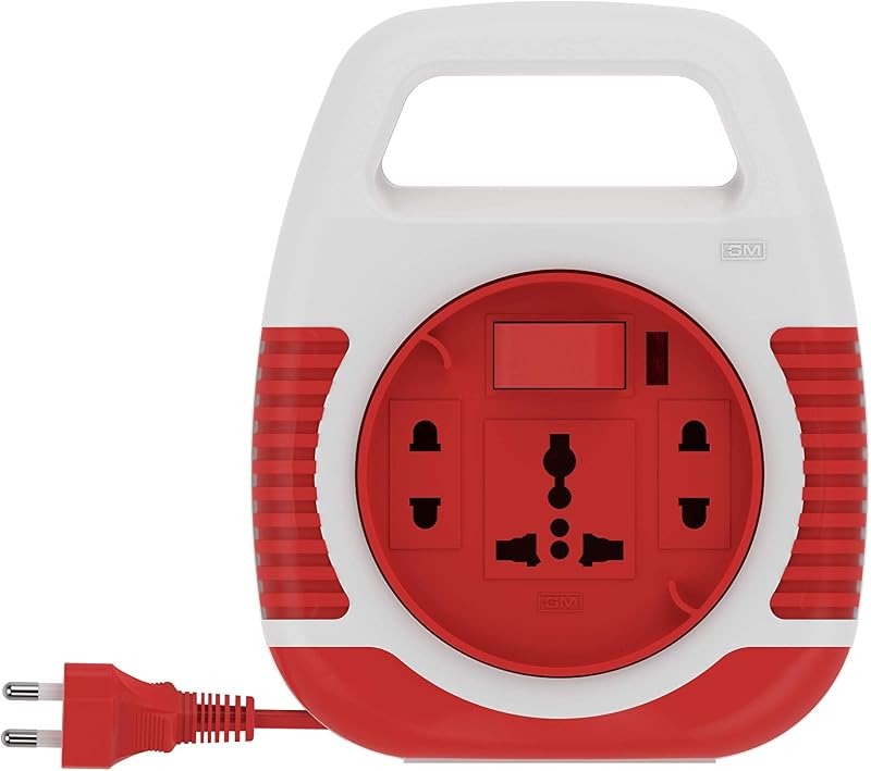 GM 3040 Square 2 Pin Flex Box 5 Mtr. with Handle, Indicator & International Socket