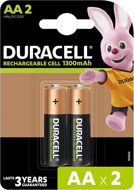 Duracell Rechargeable AA 1300mAh Batteries, 2Pcs