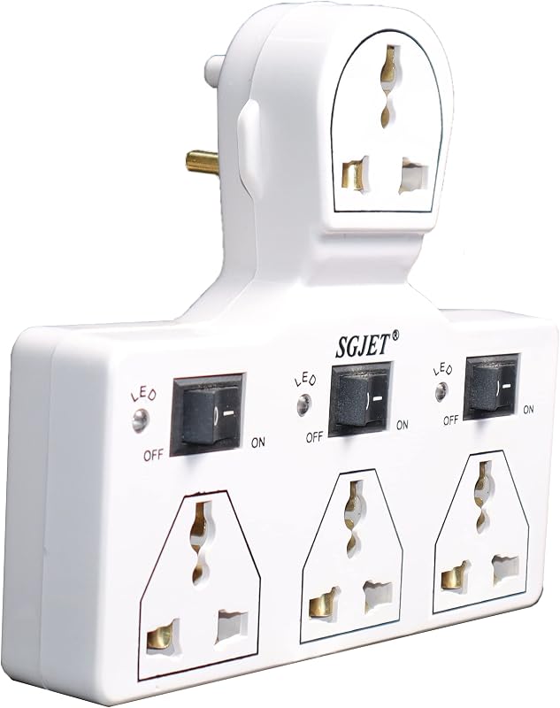 SGJET 4 Universal Socket 3 Switch Multi Plug Extension Board/Extension Cord