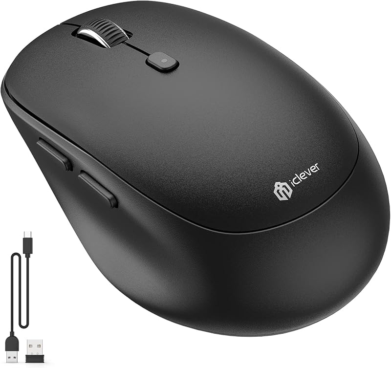 iClever Bluetooth Mouse Multi-Device Silent Mouse, Dual Mode Bluetooth + 2.4G Wireless Mouse, Silent Work, Rechargeable, S...