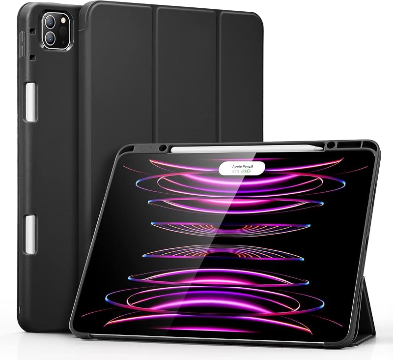 ESR Pencil Case Compatible with iPad Pro 12.9 Inch (2022/2021, 6th/5th Gen), Built-in Pencil Holder, Pencil 2 Support, Fle...