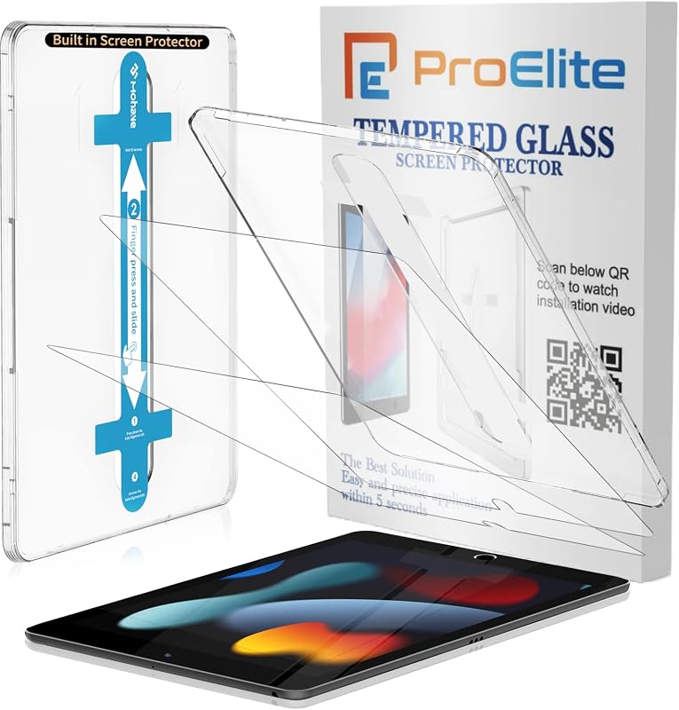 ProElite Tempered Glass Screen Protector for Apple iPad 10.2" 9th/8th/7th Generation 2021 with Auto Alignment Kit