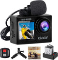 CASON CS6 Real 4K 30fps HD Dual Screen Action Camera for Vlogging with EIS+Gyro,Anti Shake Touch Screen Waterproof Sports ...