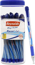 Reynolds RACER GEL 20 CT JAR, BLUE Gel Pen I Lightweight Gel Pen With Comfortable Grip for Extra Smooth Writing I School a...