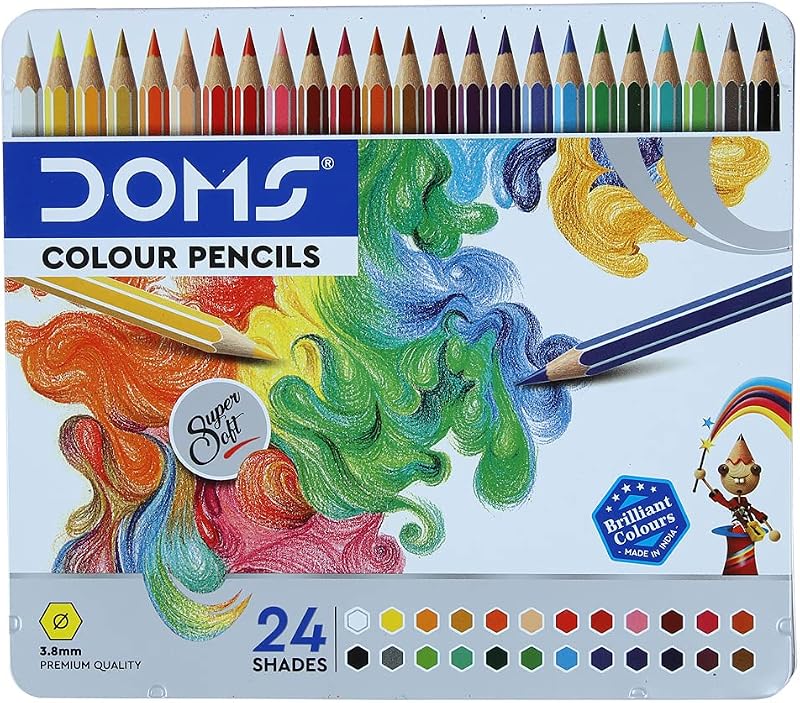 Doms Fsc 24 Colour Pencil Flat Tin