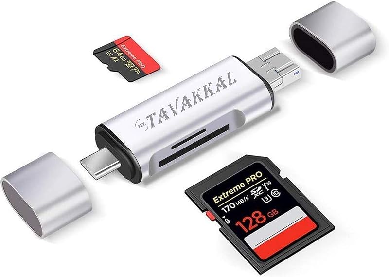 TEC TAVAKKAL Card Reader, USB 3.0 All-in-1 USB 3.0/USB C/Micro USB Card Reader - SD, Micro SD, SDHC, Micro SDHC, Micro SDX...