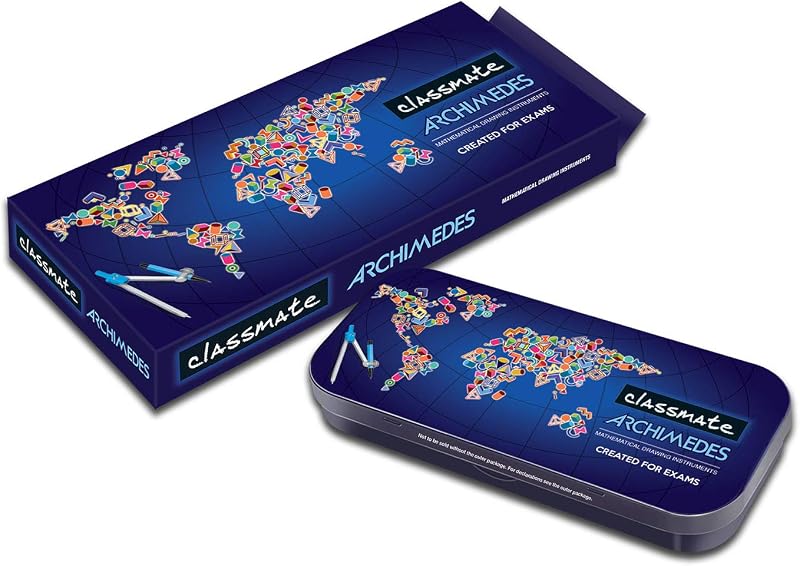 Classmate Archimedes Geometry Box | Die- Cast Compass | Mechanical Pencil | Double sided tray