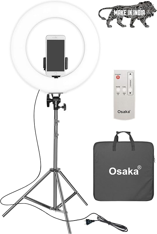 Osaka 18 Inches LED Ring Light 65W adjustable Color Temperature Wireless Remote Control 9 Feet Light Stand For MX Takatak ...