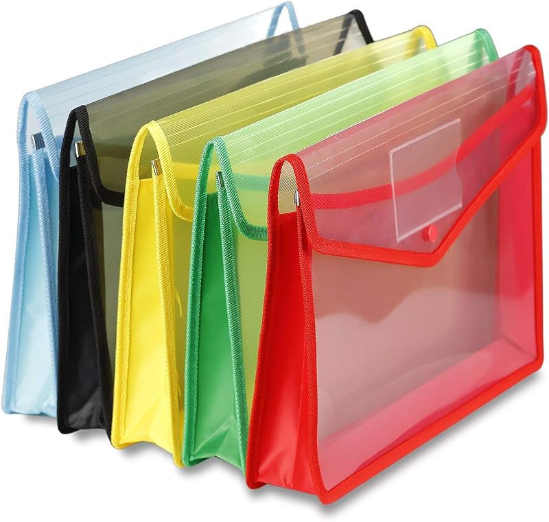 GreatDio® Transparent Envelope Folder | Poly-Plastic A4 Documents File Storage Bag with Snap Button | Document Folder for ...