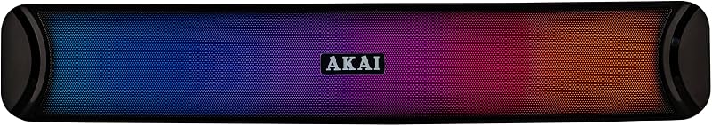 AKAI SB-20 20W Bluetooth Stereo Soundbar with Multicolour LED Lights, Aux in 3.5mm, Micro SD Slot, USB Supported(Black)