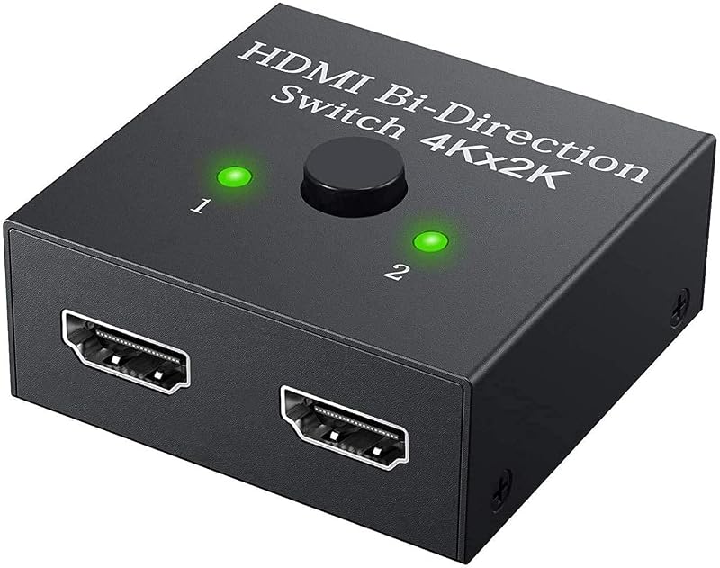 HDMI Switch Splitter, 2 Port Bi-Directional Manual HDMI Switch 2 in 1 Out or 1 in 2 Out Splitter Supports 4K 2K 3D Full HD...