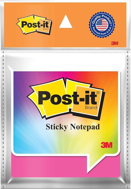 3M Post-it Sticky Notes Pad | Assorted colours | Pack of 3 (100 Sheets each) | 3" x 3" | For notes, reminders, study, scho...
