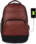 FUR JADEN Vegan Leather 30L 15.6 Inch Laptop Backpack for Men Women for Office Professionals and College Students