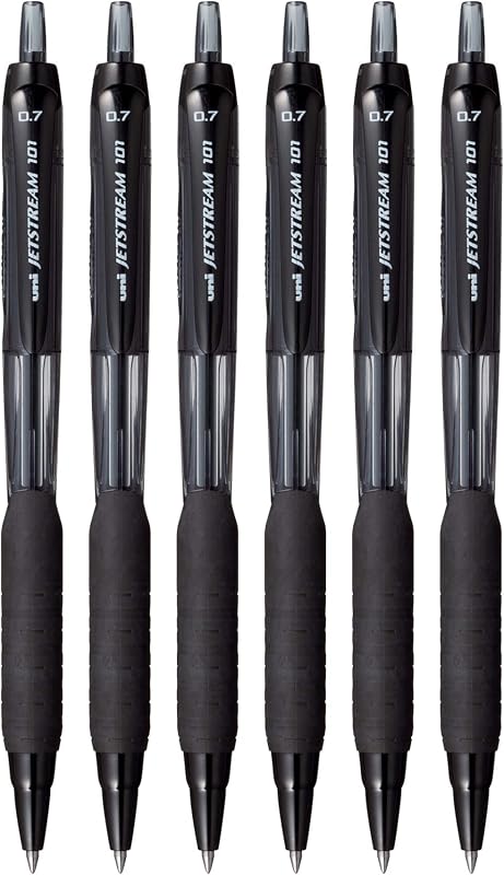 UNI-BALL UNJSP101BK6 Jetstream Roller Ball Pen Set - Pack of 6 (Black)