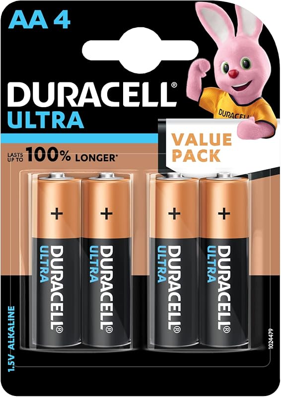 Duracell Ultra Alkaline AA Battery, 4 Pcs
