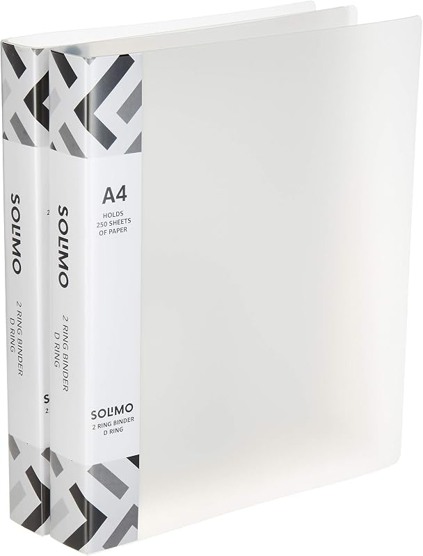 Amazon Brand - Solimo Ring Binder, A4 Size, White, Pack of 2