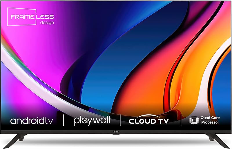 VW 109 cm (43 inches) Playwall Frameless Series Full HD Android Smart LED TV VW43F1 (Black)