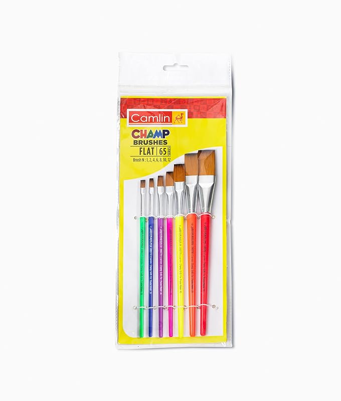Camlin Champ Flast Brush Set - Pack of 7 (Multicolor)