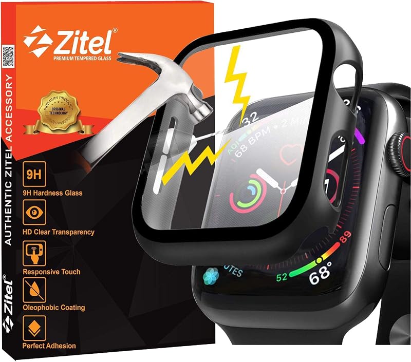 Zitel Case with Screen Protector Compatible for Apple Watch SE 2nd gen 2022 / Series 6/5/4 SE, 44mm Hard PC Cover with Bui...