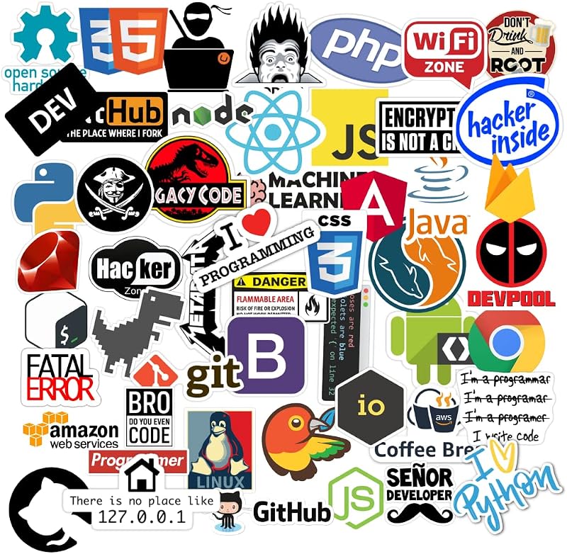 CodersParadise Laptop Sticker for Programmer, Coder, Developer, IT Professional - Pack of 51 Stickers , Journal, Bike Helm...