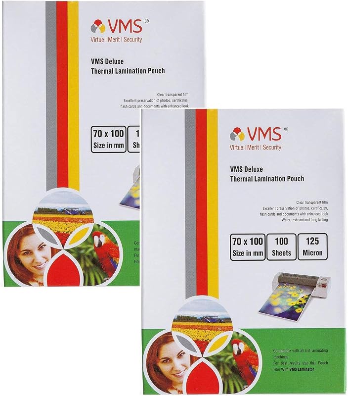 VMS Deluxe 70x100mm 125 Micron Lamination Pouch 2 x 100 Sheets