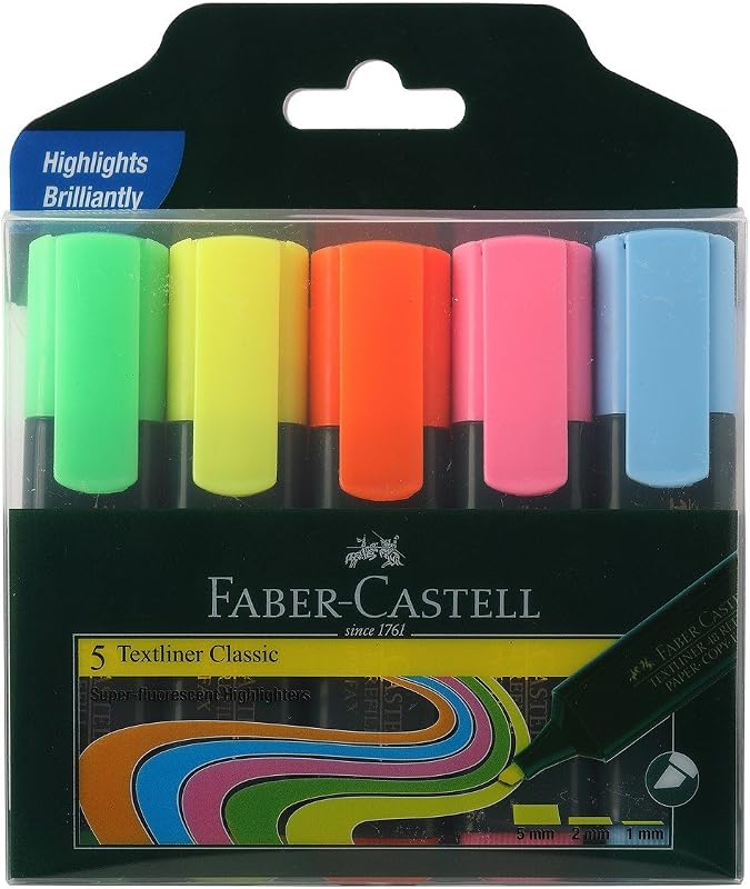 Faber-Castell Fine Textliner - Pack of 5 (Assorted)