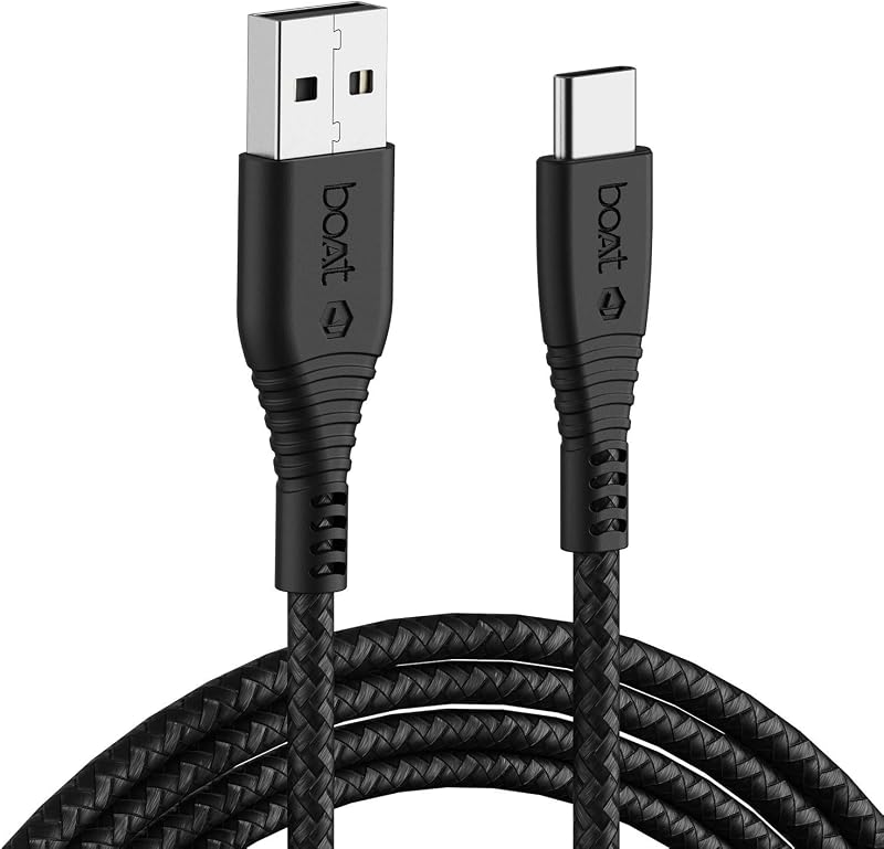 boAt Type C A325 Tangle-free, Sturdy Type C Cable with 3A Rapid Charging & 480mbps Data Transmission(Black)