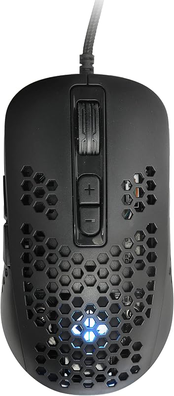 Cosmic Byte Orcus RGB Honeycomb Gaming USB Mouse with Software, Ultra Lightweight 74Grams, Braided Cable (Black)