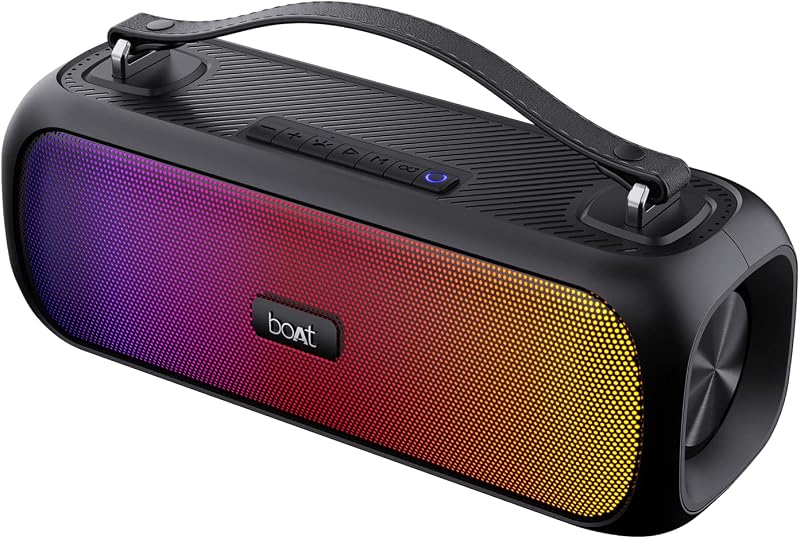 boAt Stone Symphony Portable Bluetooth Speaker with 20W RMS Stereo Sound, Party LEDs, TWS Feature, Carry Strap, Multi-Comp...