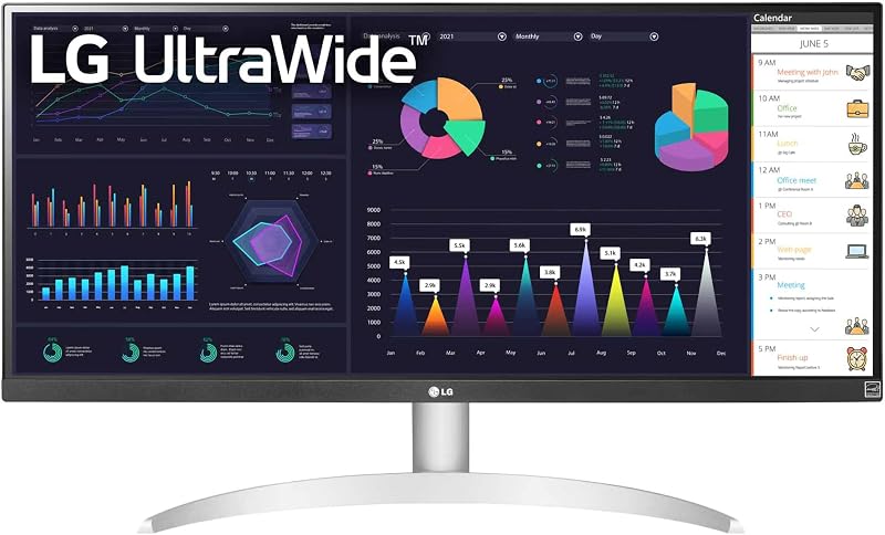 LG UltraWide 29 inch (73 cm) IPS FHD, Color Calibrated, 100Hz, 7W x 2 Inbuilt Speaker, USB-C, Display Port, HDMI, White Co...