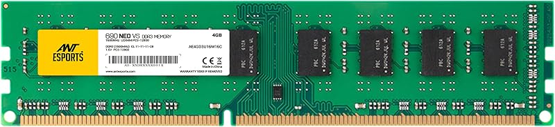 Ant Esports 690 NEO VS 4GB (1*4GB) DDR3 1600 MHz CL 11-11-11-28 U-DIMM Desktop Memory - AE4GD3U16M16C