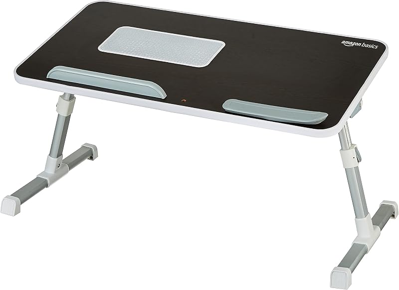 Amazon Basics Multipurpose Adjustable Portable Laptop Table with Cooling Fan, Black