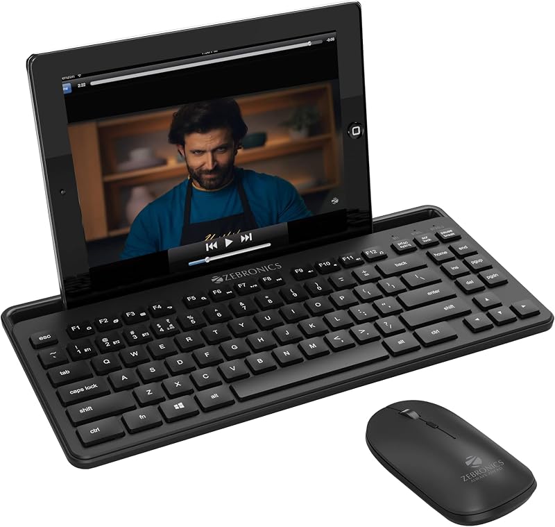 Zebronics Companion 110 Wireless Keyboard and Mouse Set with Bluetooth multiconnect, 2.4GHz Receiver, 2 Months* Backup, 16...