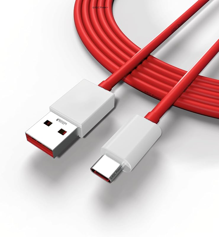 RSC POWER+ Compatible Dash/Warp Data Sync Fast Charging Cable Supported for all C Type Devices (Red and White)