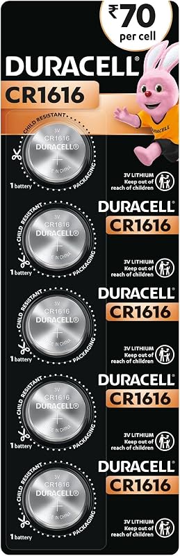 Duracell Specialty 1616 Lithium Coin Battery 3V, Pack of 5 (DL1616/CR1616) Designed for use in keyfobs, Scales, wearables ...