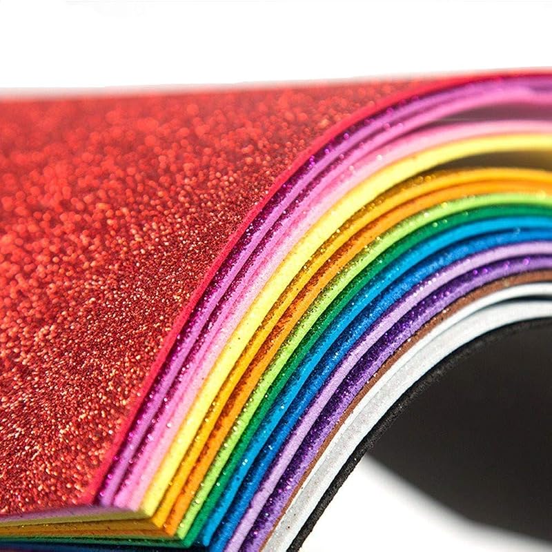Lakeer Self Adhesive Sticky A4 Size Glitter Sparkles Foam Sheet with Sticky Back Pack of 10 Sheets (10 Colours x 1 Pcs Each)