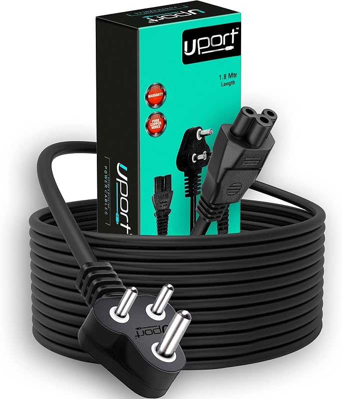 UPort 1.8 Meter 3 Pin Laptop Power Cable Cord Universal AC Replacement Power Cord for Laptop (Black)