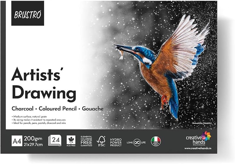 BRUSTRO Artist Drawing Glued Pad, 200 GSM, A4-24 Sheets